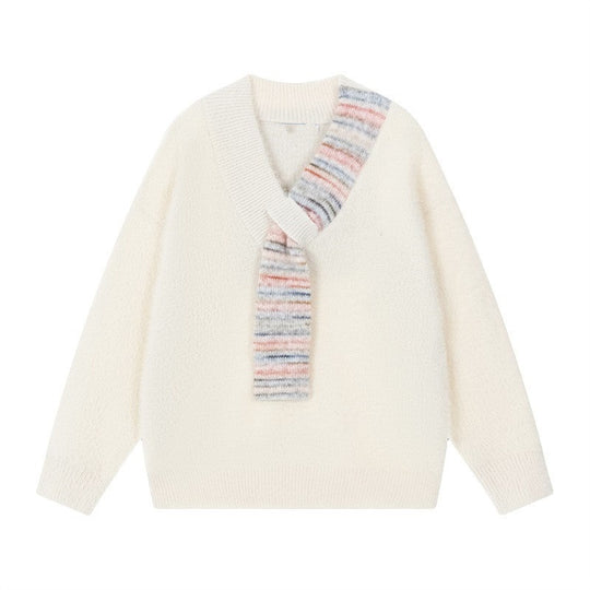 Damen Kuscheliger Pullover mit innovativem Schal-Detail EB