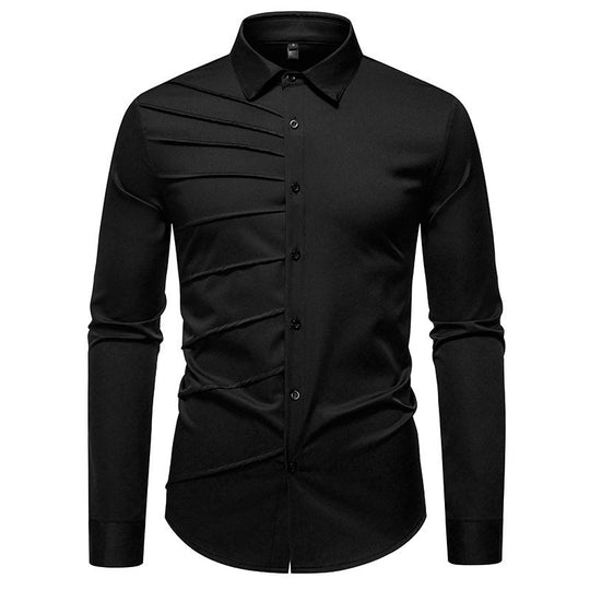 Herren Langarmhemd mit modischem Rippendesign EB