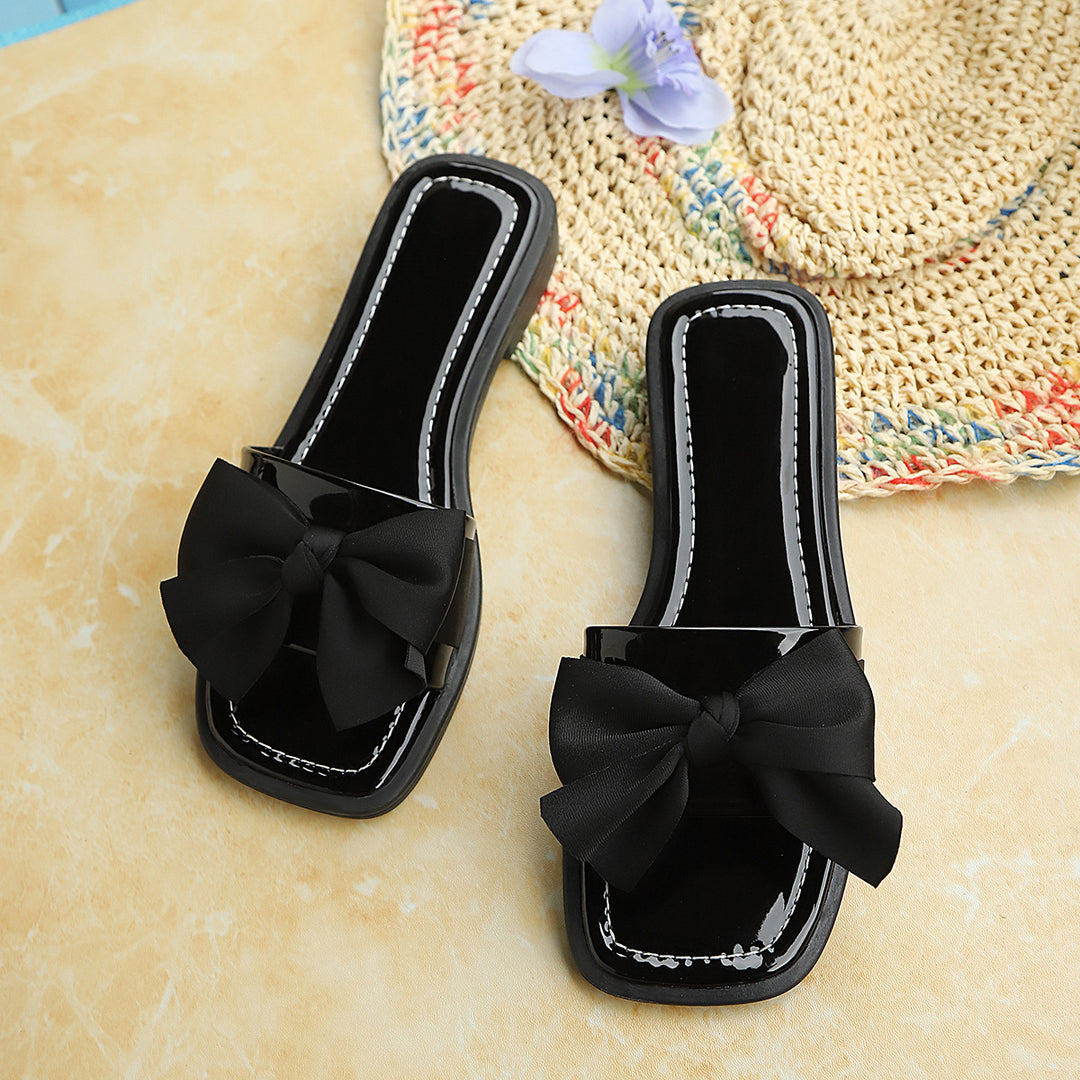 Damen Offene Schlappen mit Schleifen-Detail EB