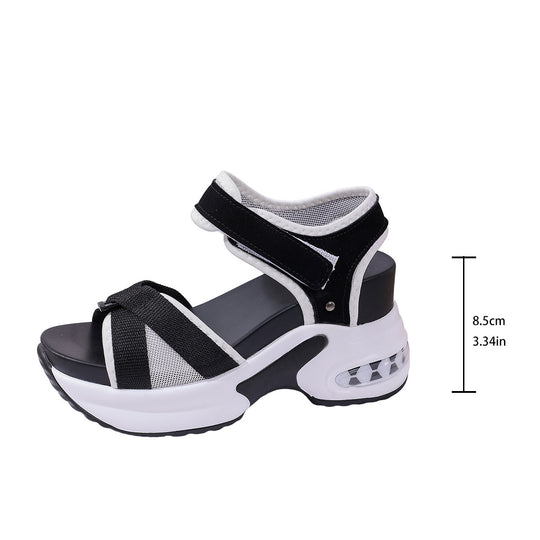 Damen Wedge-Sandalen mit luftiger Mesh-Oberfläche und verstellbaren Riemen EB