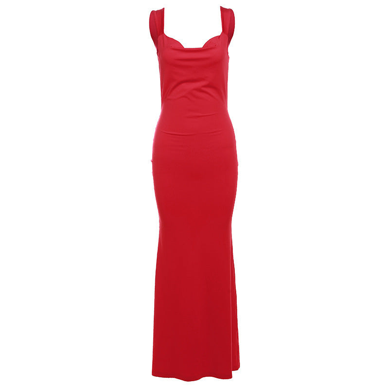 Damen Elegantes Maxikleid mit figurbetontem Schnitt und tiefem V-Ausschnitt EB