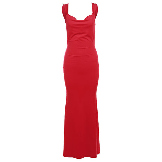 Damen Elegantes Maxikleid mit figurbetontem Schnitt und tiefem V-Ausschnitt EB