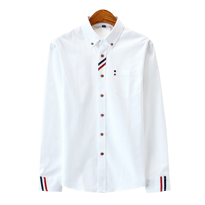 Herren nan modernes Oxford-Hemd mit Button-Down-Kragen, Brusttasche und dezenter Streifenverzierung EB