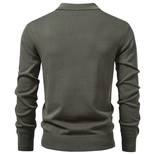 Herren modischer Pullover mit strukturierter Rippoptik und kurzem Reißverschluss EB