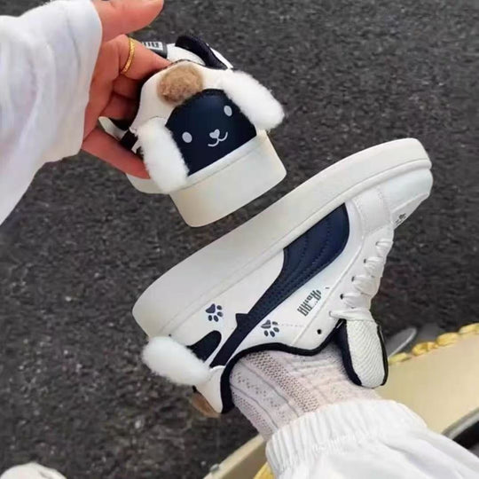 Damen Sneakers mit süßem Tierdesign und flauschigen Details EB