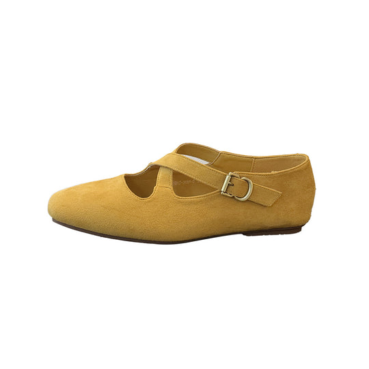 Damen Elegante Mokassins mit modischem Kreuzband und weicher Veloursleder-Oberfläche EB
