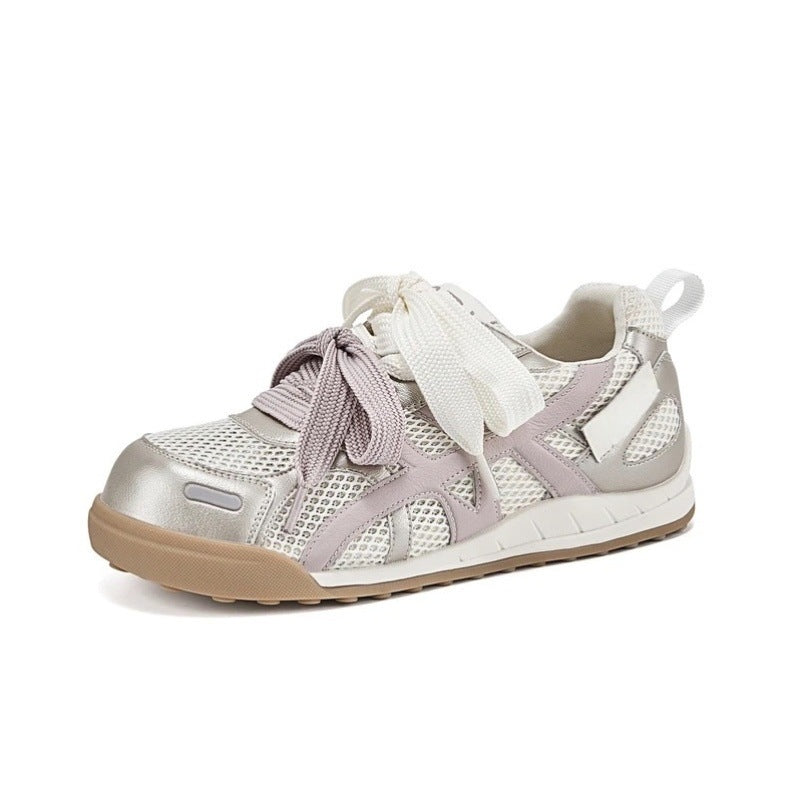 Damen Atmungsaktive Freizeit-Sneaker mit trendigem Mesh-Obermaterial und verspieltem Schnürdesign EB