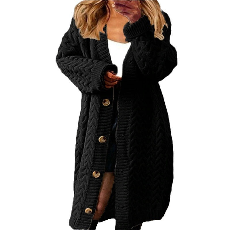 Damen Grobstrick-Jacke mit eleganten Knopfdetails und lässigem Schnitt EB