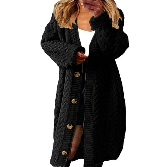 Damen Grobstrick-Jacke mit eleganten Knopfdetails und lässigem Schnitt EB