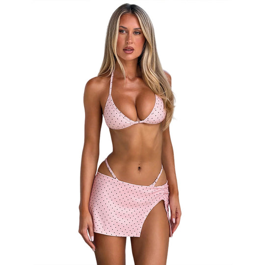 Damen Bikiniset mit geschmackvollem Rock und verstellbaren Trägern EB