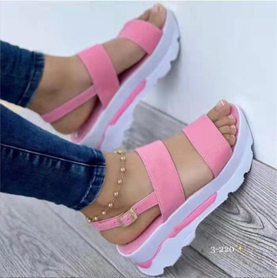 Damen Wedge-Sandalen mit modischem Riemen-Design und anatomisch geformtem Fußbett EB