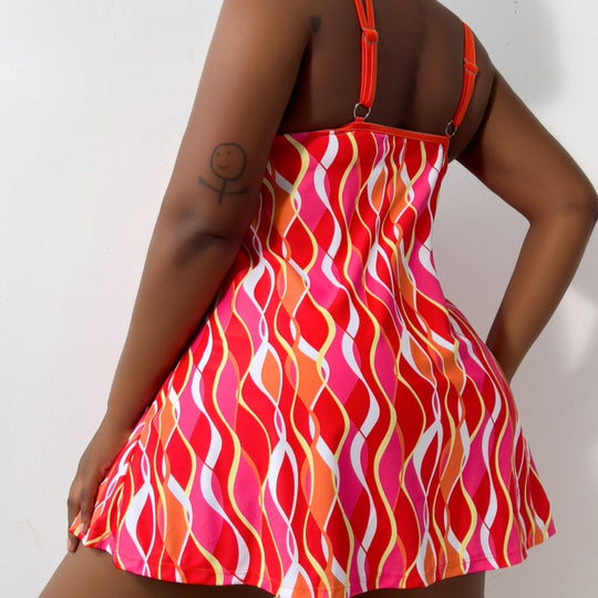 Damen Strandkleid mit modischem Wellenmuster EB