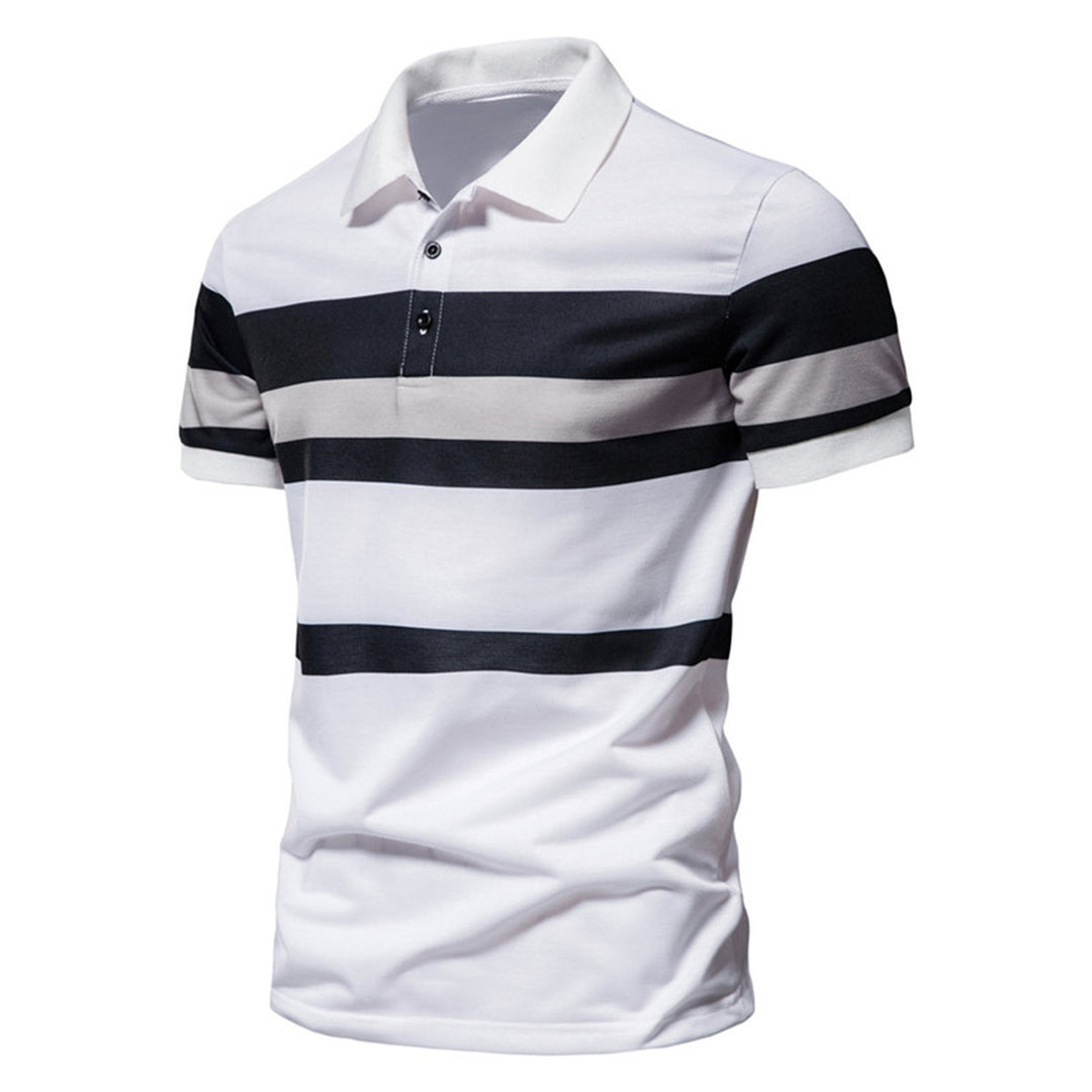 Herren Poloshirt mit modernem Streifenmuster und atmungsaktiver Baumwolle EB