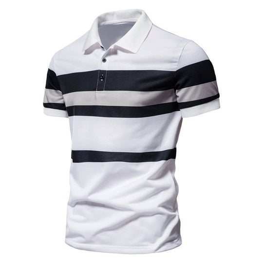 Herren Poloshirt mit modernem Streifenmuster und atmungsaktiver Baumwolle EB