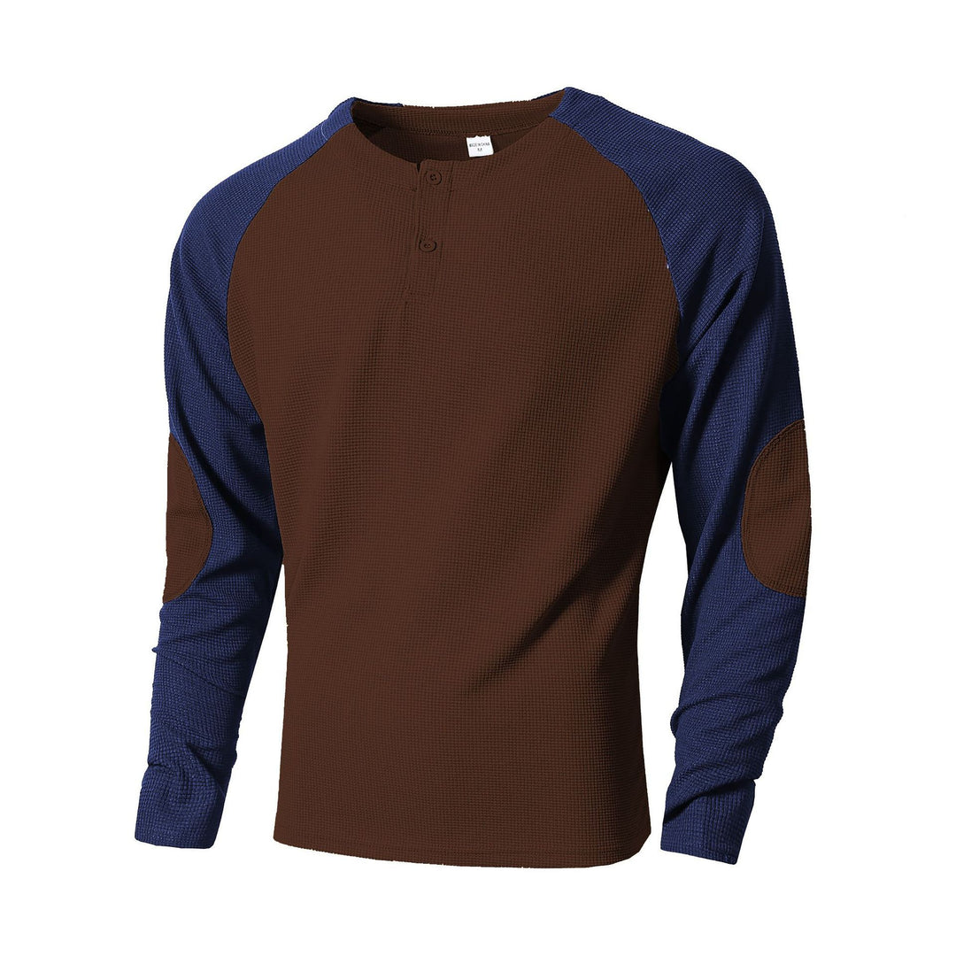 Herren Langarmshirt mit modischem Henley-Ausschnitt und strukturierten Ärmeln EB