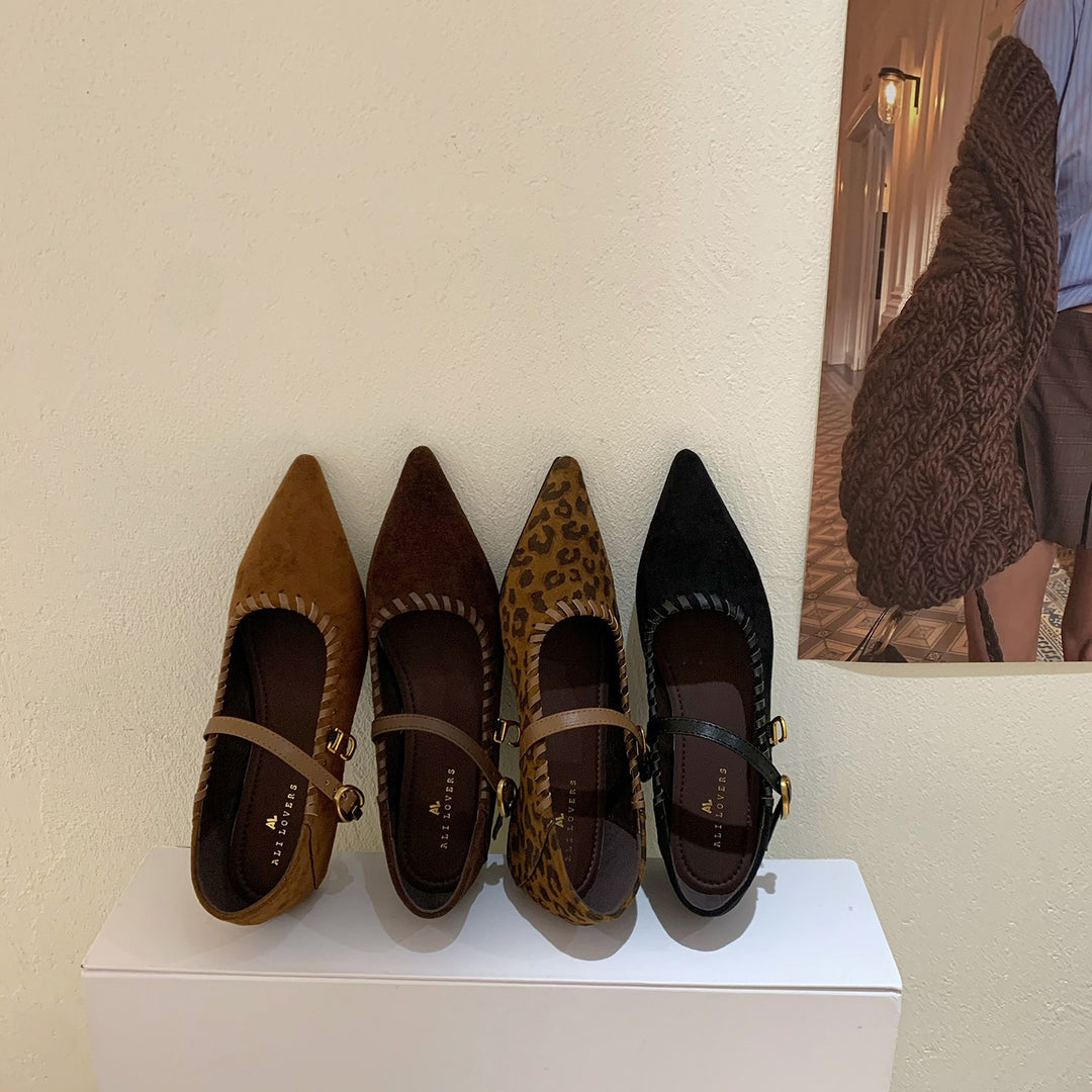 Damen elegante Schnürpumps mit modischem Riemen und spitzem Fußteil EB