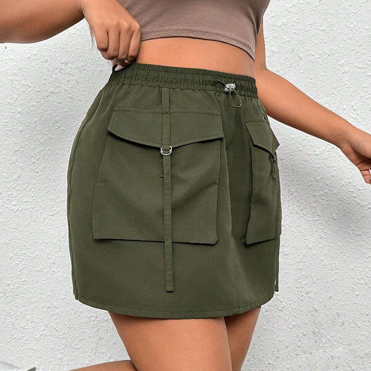 Damen Minirock mit praktischen Taschen und verstellbarem Taillenbund EB