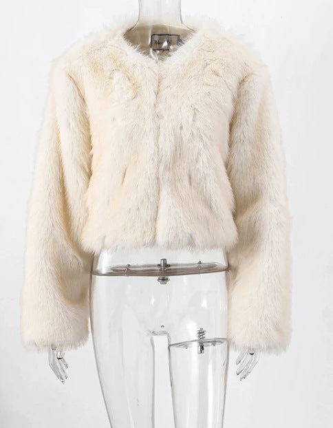 Damen Kuschelige und elegante Kunstfelljacke EB