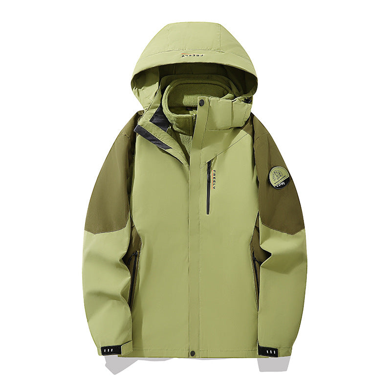 Herren wasserdichte dreiteilige Winterjacke mit abnehmbarer Kapuze und Fleece-Innenjacke EB