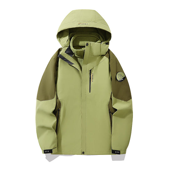 Herren wasserdichte dreiteilige Winterjacke mit abnehmbarer Kapuze und Fleece-Innenjacke EB
