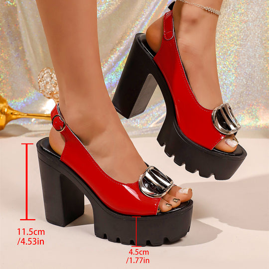 Damen Plateausandalen mit modischem Riemen und Schnallenakzent EB