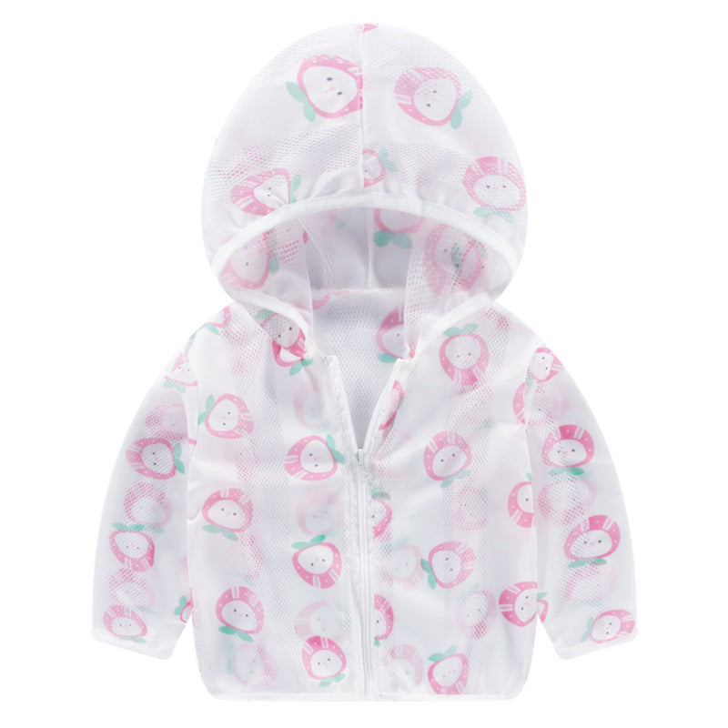 Unisex nan leichtgewicht atmungsaktive Kapuzenjacke für Babys und Kleinkinder mit Mesh-Sonnenschutz und Cartoon-Hasenmotiv EB