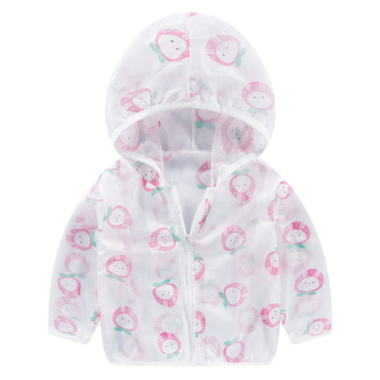 Unisex nan leichtgewicht atmungsaktive Kapuzenjacke für Babys und Kleinkinder mit Mesh-Sonnenschutz und Cartoon-Hasenmotiv EB