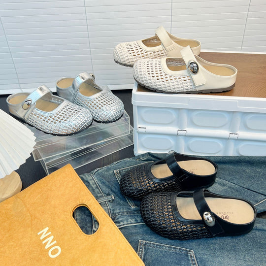 Damen Komfort Clogs mit modischem Flechtmuster und verstellbarem Riemen EB