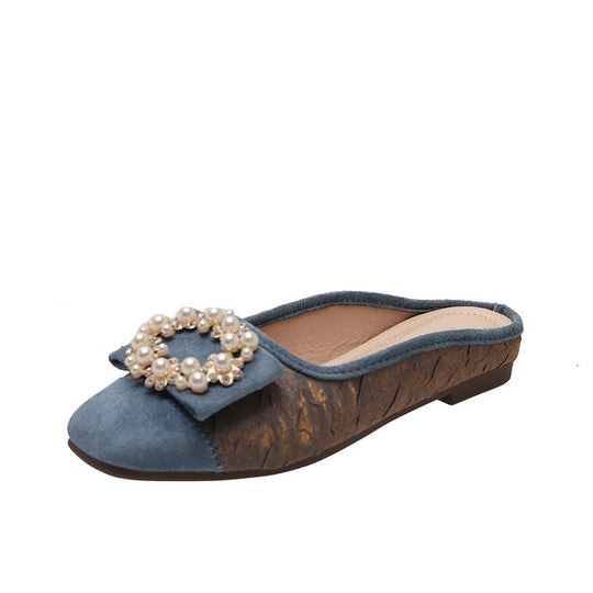 Damen Slipper mit eleganter Perlenschließe EB