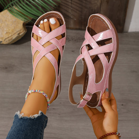 Damen komfortable und modische Sandalen mit verstellbarem Riemendesign EB
