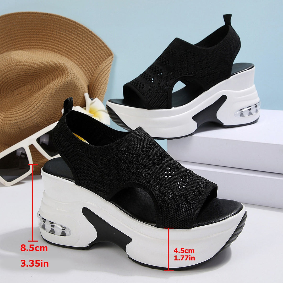 Damen Sneakersandaletten mit hohem Plateau und Netz-Obermaterial EB