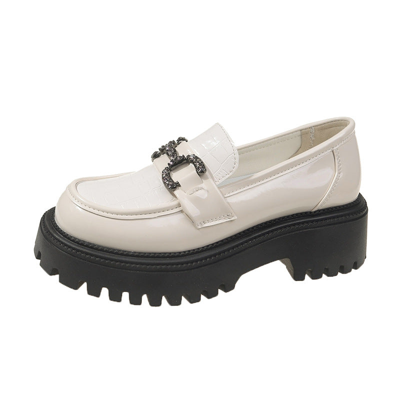 Damen Loafers mit modischer Krokodilprägung und dekorativem Schmuck-Riemen EB