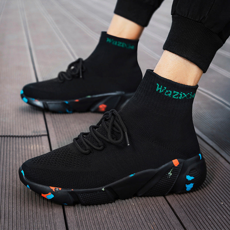 Damen Hochgeschnittene Sport Sneakers mit elastischem Strick-Obermaterial EB