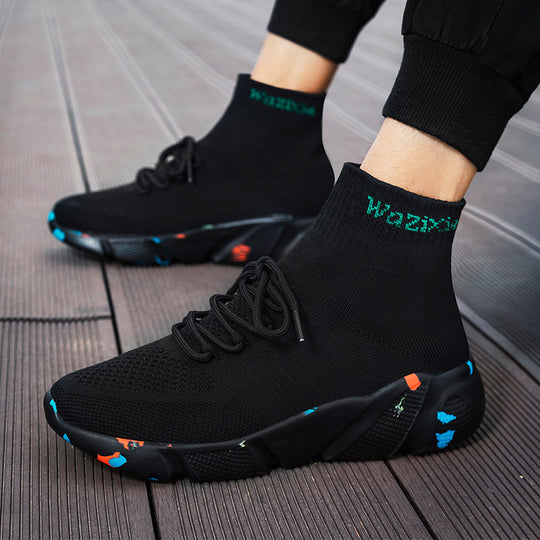 Damen Hochgeschnittene Sport Sneakers mit elastischem Strick-Obermaterial EB