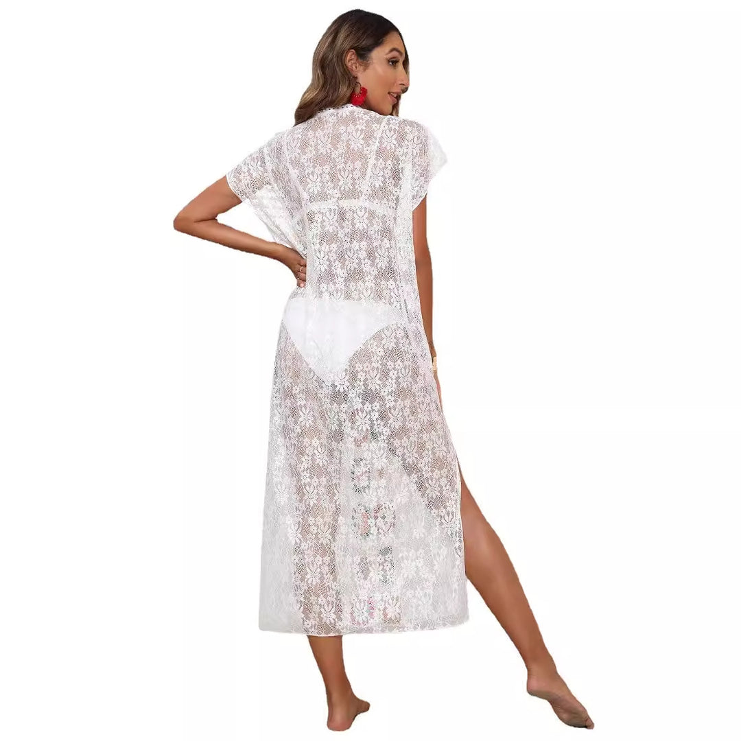 Damen Häkel-Kaftan mit fröhlichen Blumenmotiven EB