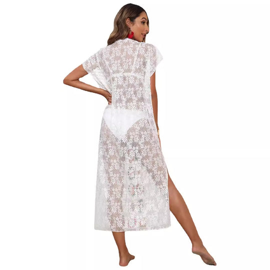 Damen Häkel-Kaftan mit fröhlichen Blumenmotiven EB