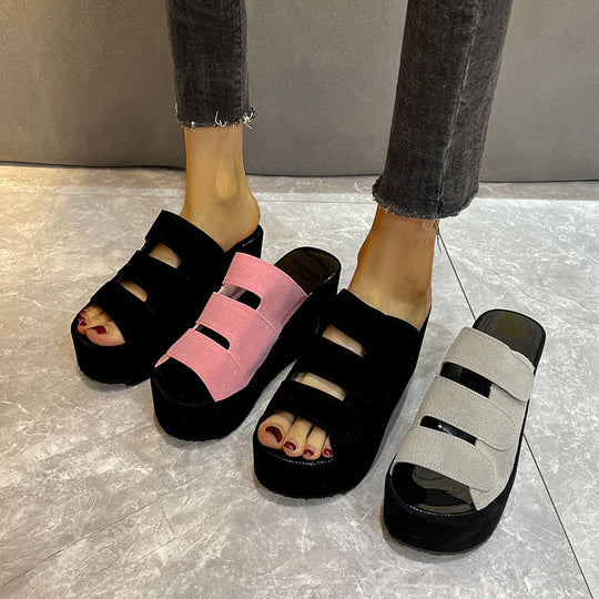 Damen Wedge-Pantoletten mit breiten Riemen und komfortablem Fußbett EB