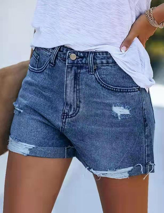 Damen Denim-Shorts im modischen Destroyed-Look mit lässigem Schnitt EB