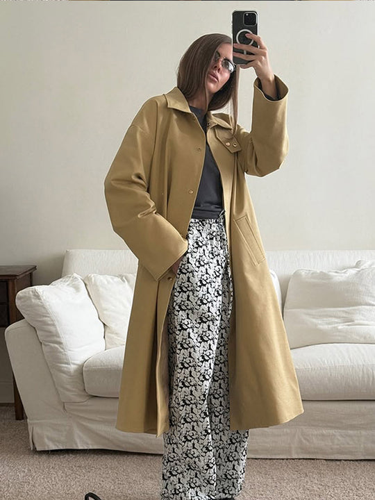 Damen Oversized Trenchcoat mit praktischem Knopfverschluss EB