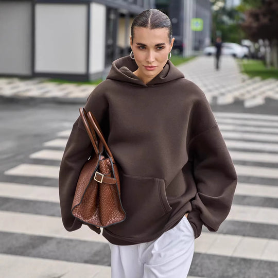 Damen Oversized Kapuzenpullover mit extra weitem Schnitt und Kängurutasche EB