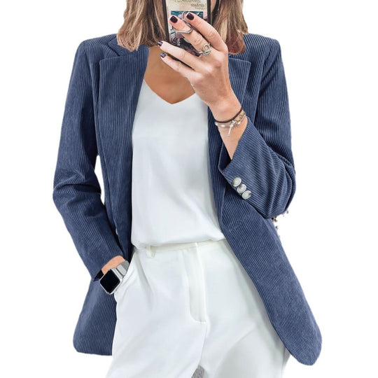 Damen elegante Blazerjacke mit Streifenmuster und modernem Schnitt EB