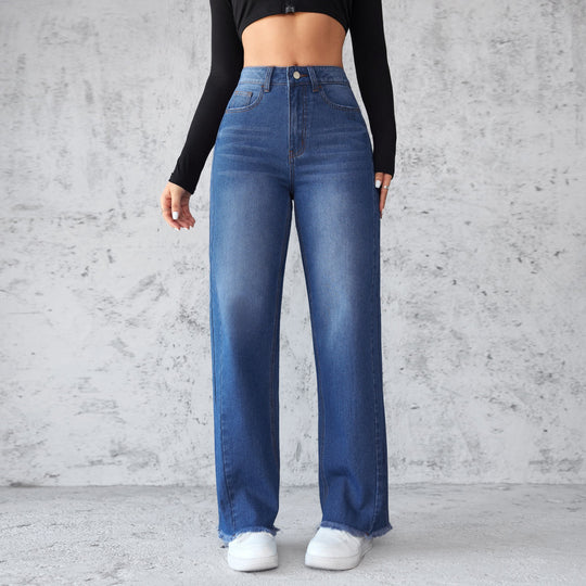 Damen Weite High-Waist Jeans im modernen Vintage-Look EB