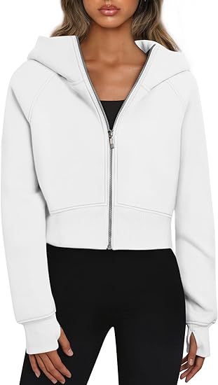 Damen Bequemer Kurzarm Kapuzenpullover mit Reißverschluss EB