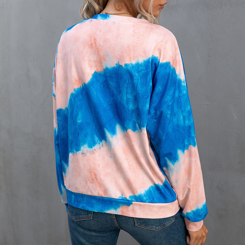 Damen lässiges Tie-Dye Langarmshirt EB