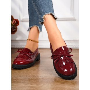Damen nan Lackleder-Quasten-Loafer mit Fransenblatt und profilierter Gummisohle EB