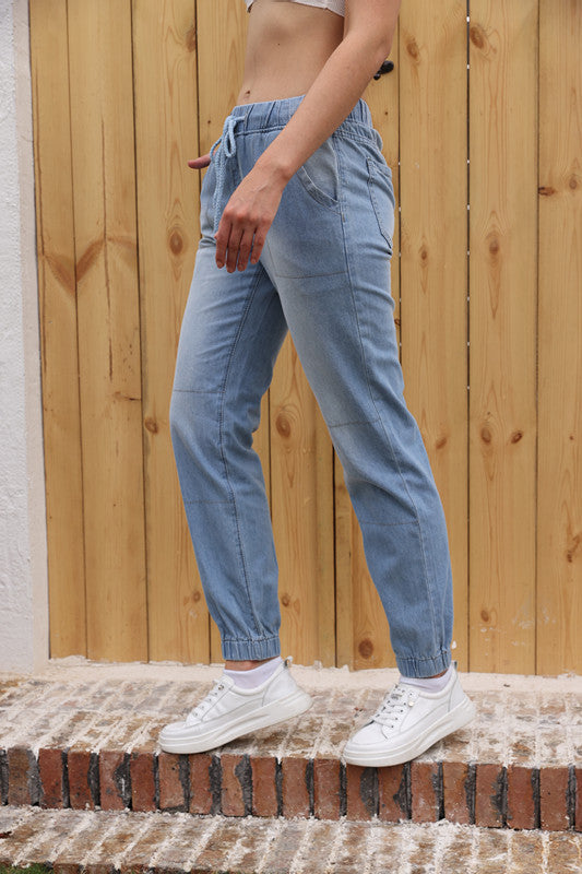 Damen lässige Cargo-Hose mit elastischem Bund und praktischen Taschen EB