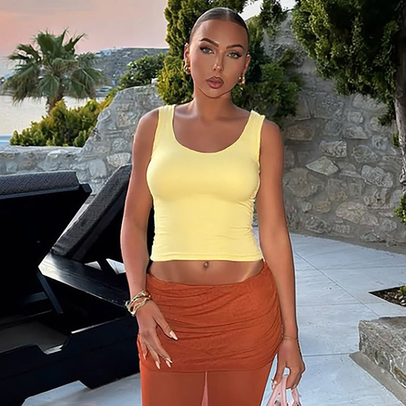 Damen Sportliches Crop-Top mit Rundhalsausschnitt EB