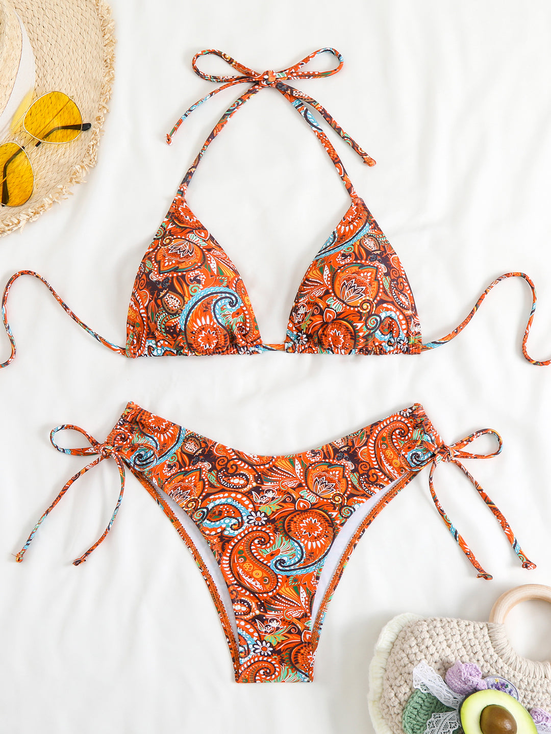 Damen Bikini-Set mit verstellbarem Triangel-Oberteil und hohem Beinausschnitt EB