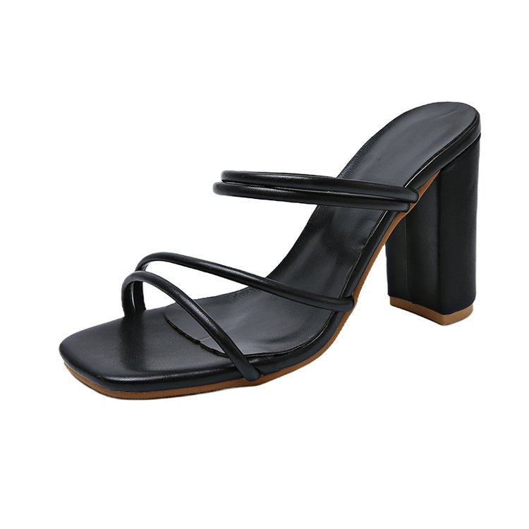 Damen Mode Sandaletten mit eleganten Riemen und blockiertem Absatz EB