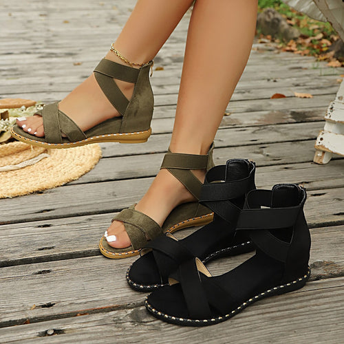 Damen Sandalen mit geflochtenen Riemen und elastischem Fersenbereich EB